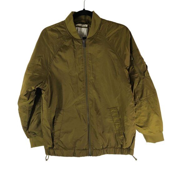 A New Day Womens Olive Green Water Resistant Bomber Jacket Size S - Picture 3 of 7